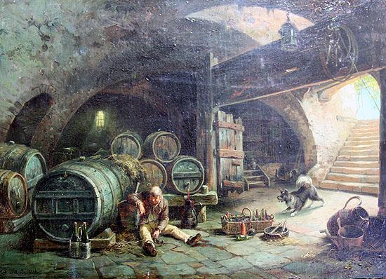 unknow artist In a wine vault oil painting picture